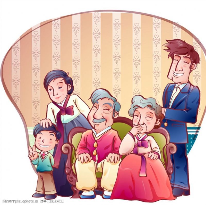 韩国花纹卡通韩国家庭图片