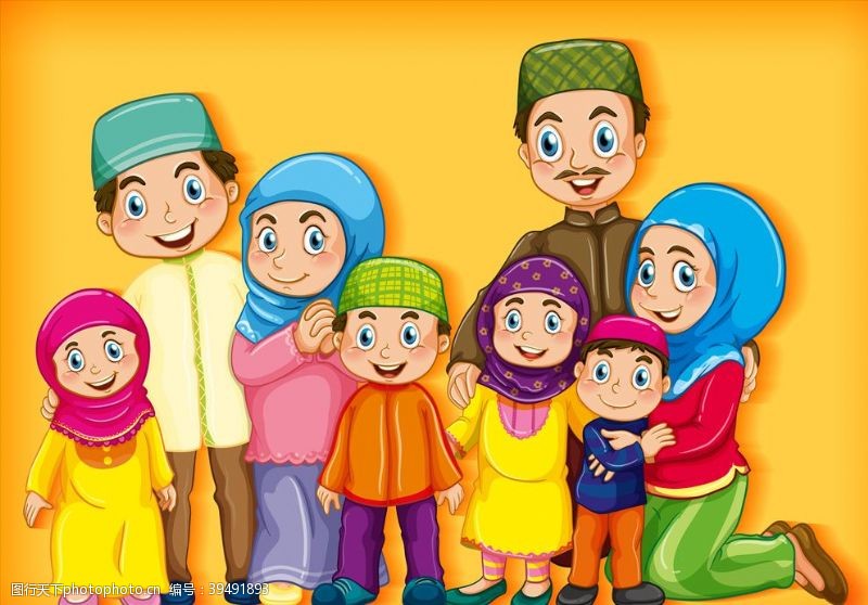 阿拉伯人穆斯林家庭人物图片