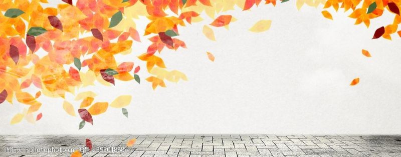 手绘红色枫叶背景手绘秋天背景图片