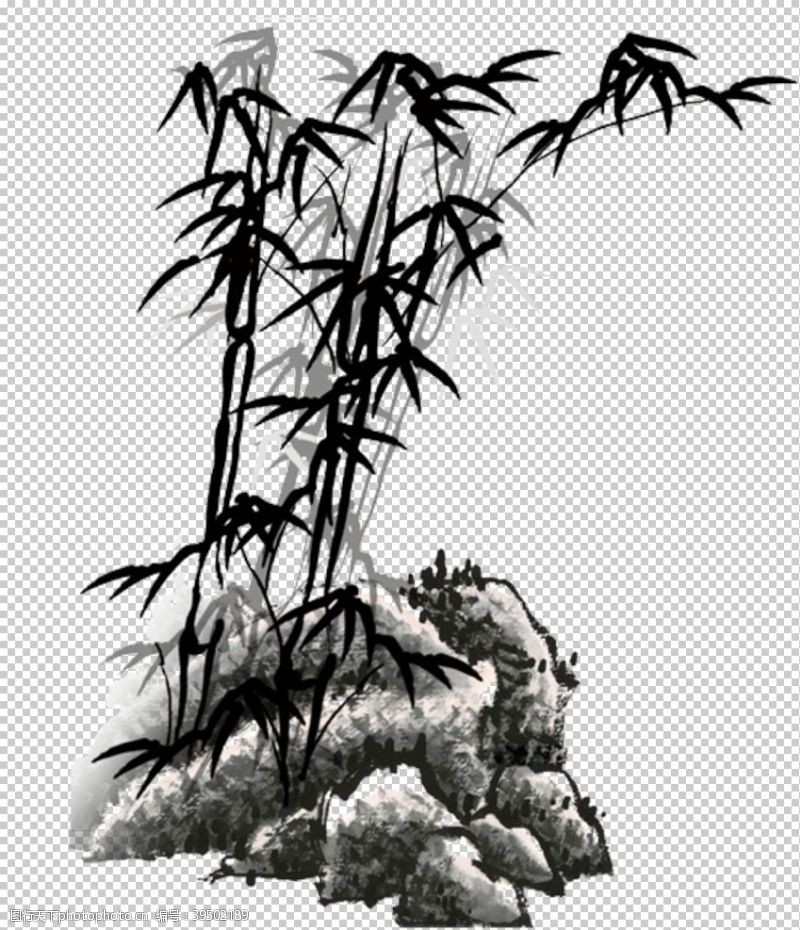 中国平安海报水墨竹子图片