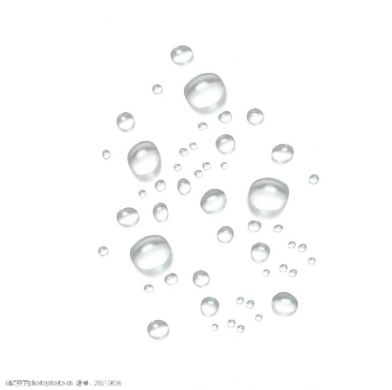 透明的花水珠元素图片