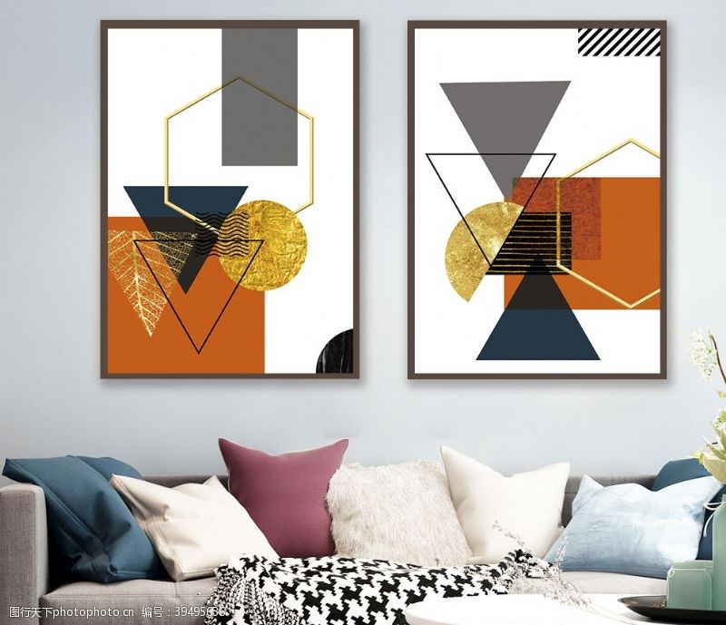 客厅无框画现代抽象金箔简约装饰画图片