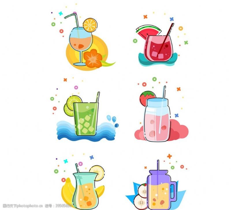 手绘蔬菜夏日饮品饮料果汁png素材图片