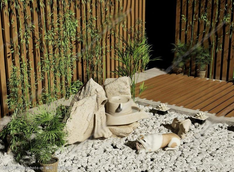 别墅外观新中式景观小品花池雕塑图片