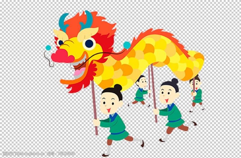 卡通小狮子春节舞狮图片