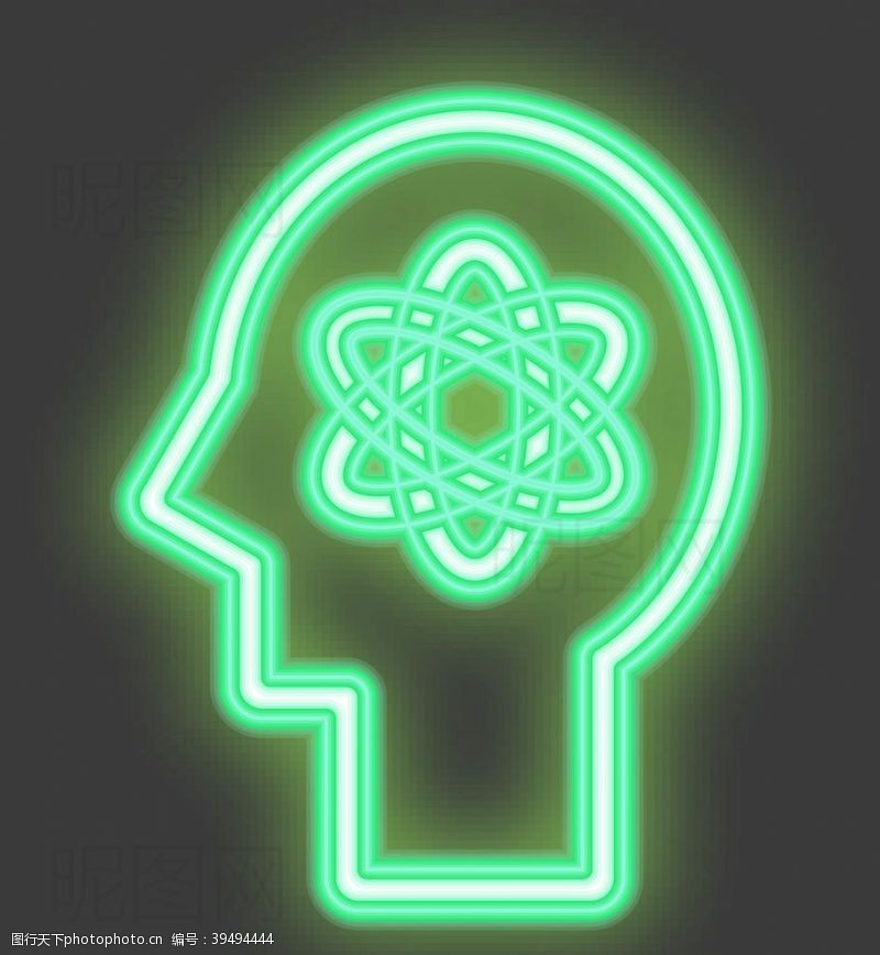 霓虹灯矢量图大脑图片