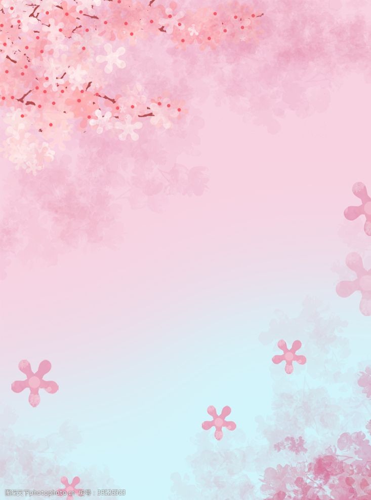 水晶背景粉色樱花背景图片