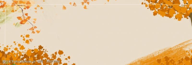 金色主题手绘秋天背景图片