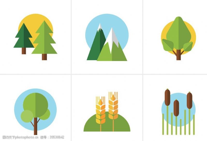 卡通景观树木树矢量图图片