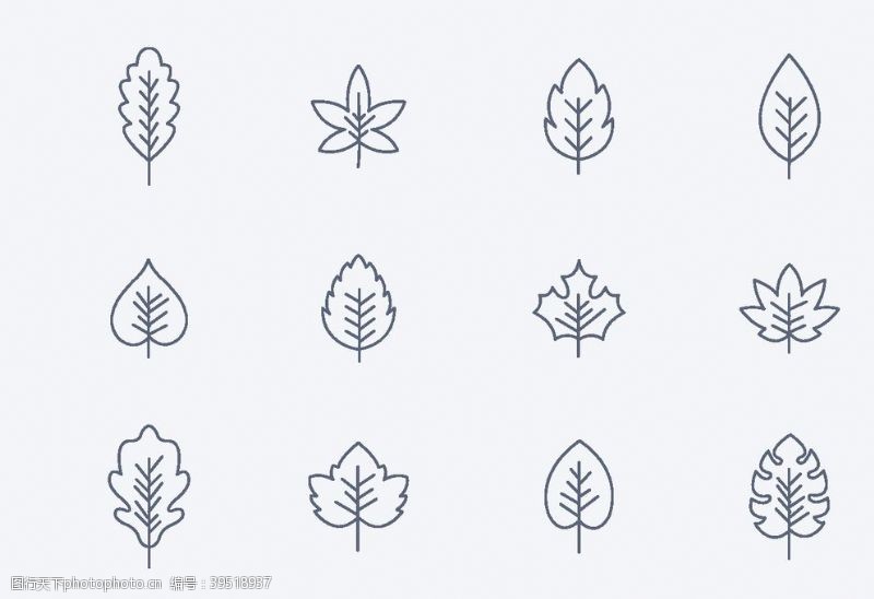 手绘树木树树叶标志图标图片