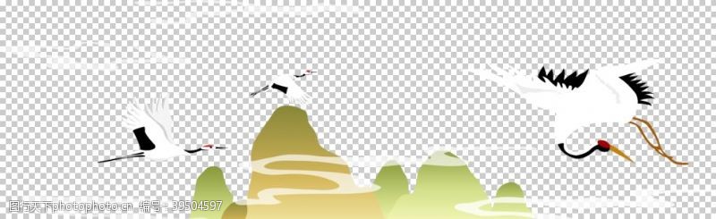 牡丹节仙鹤元素图片
