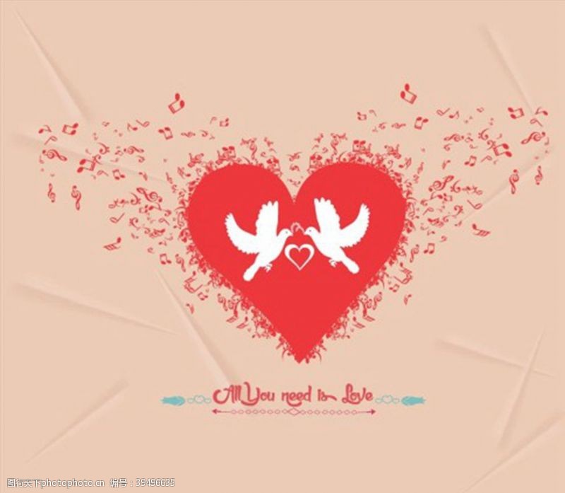爱情鸟心形情人节广告图片