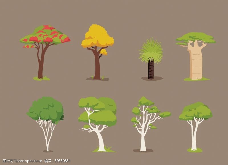 植树造林卡通大树图片