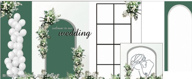 wedding绿色白色婚礼背景图图片