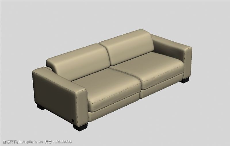 皮沙发双人沙发3D模型图片