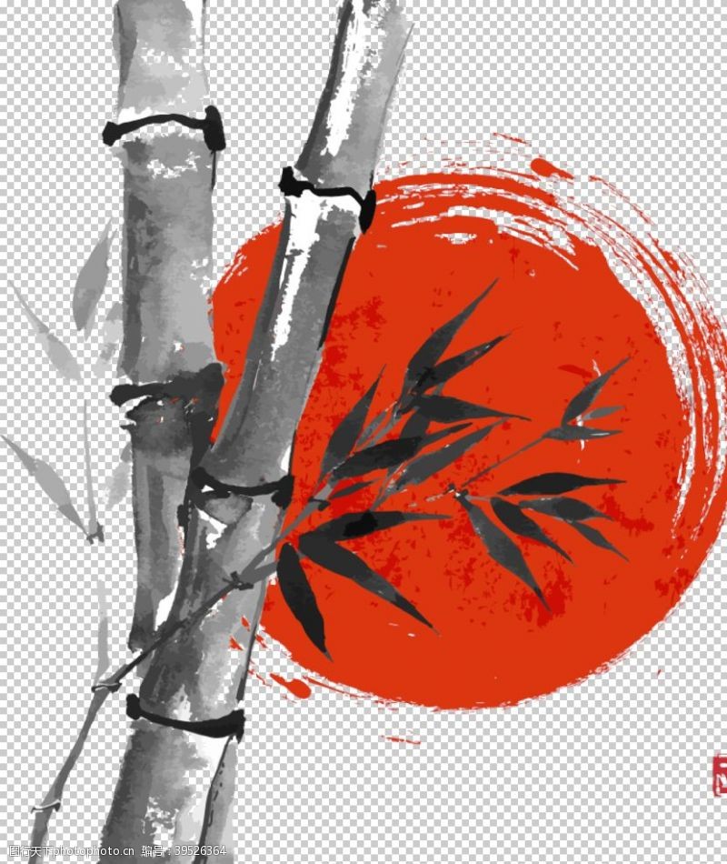 中国平安海报水墨竹子图片