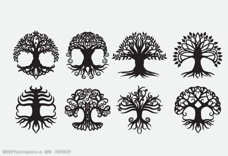 手绘树木树图案图片
