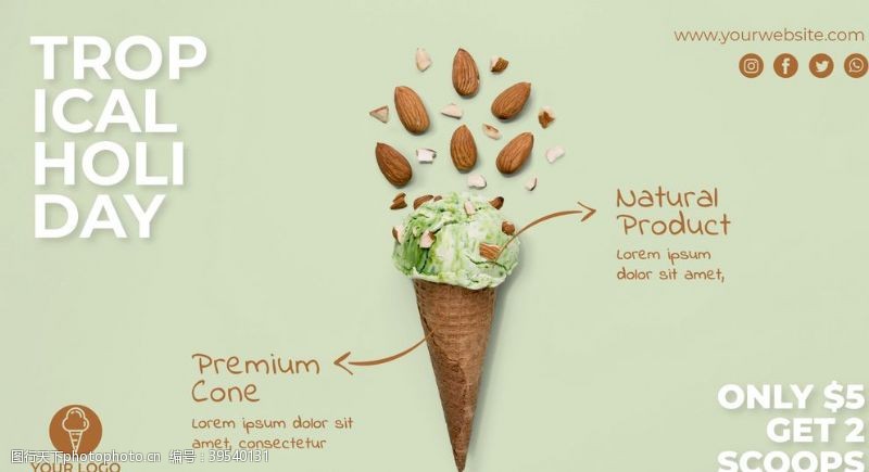 手工冰淇淋坚果冰淇淋海报图片