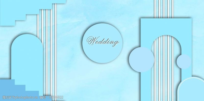 蓝色婚礼背景设计图片
