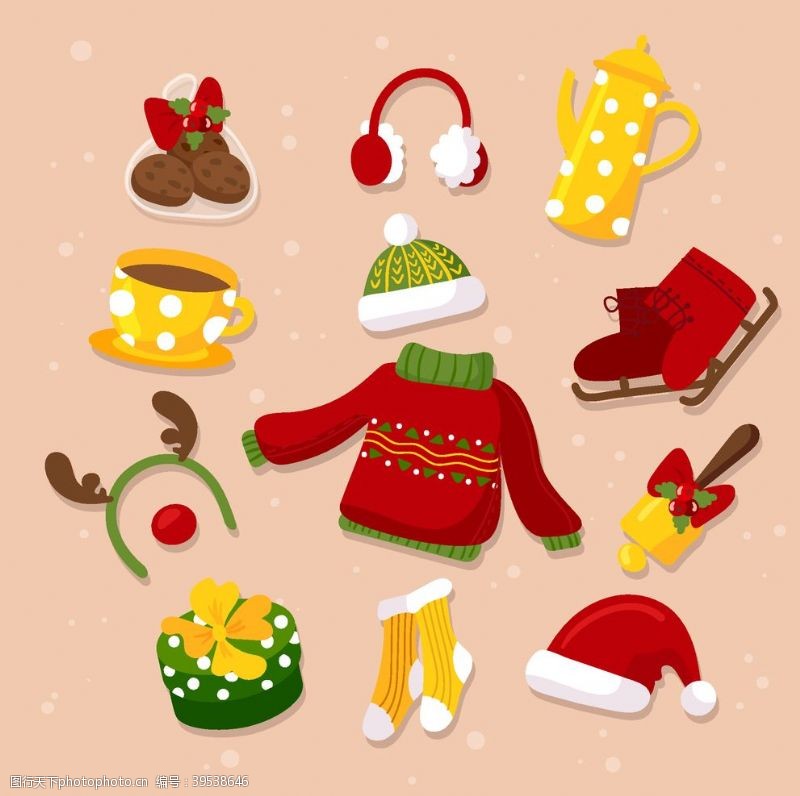 圣诞节装饰品彩色冬季物品图片