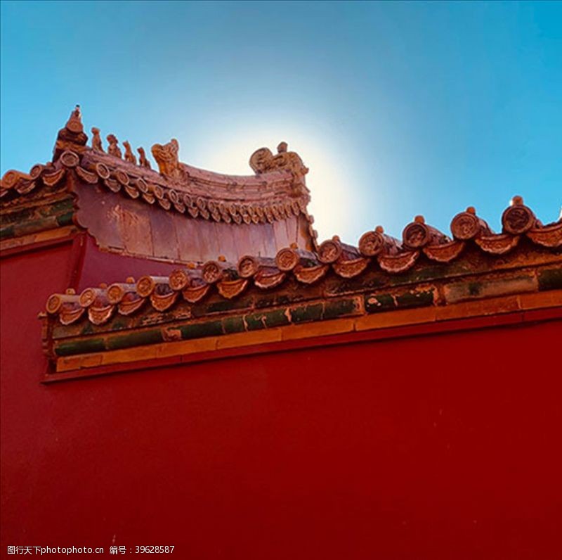 轮子传统红墙建筑艺术红色图片