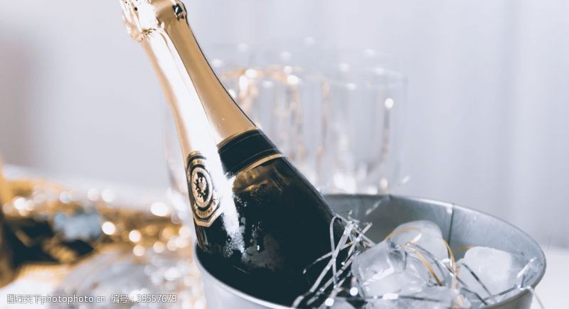 快乐的生活概念奢侈的生活香槟酒瓶冰图片