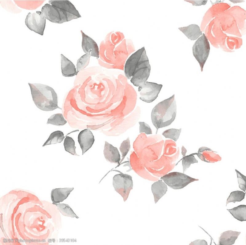 服装印花绣花玫瑰月季手绘图片