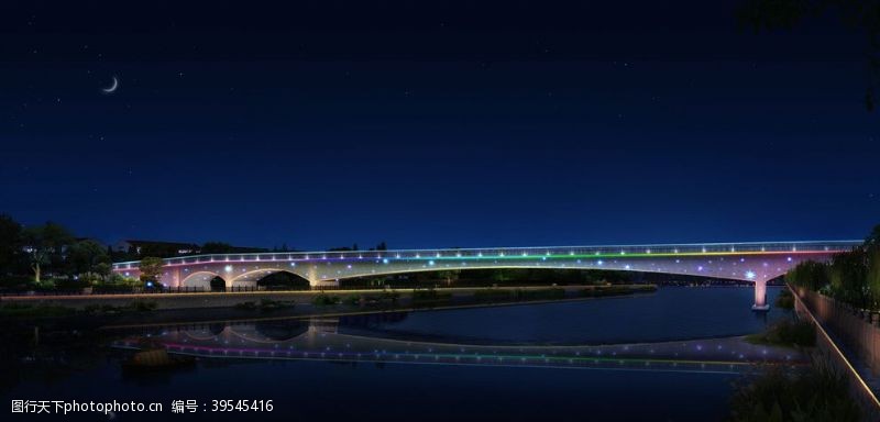 室外模型桥梁夜景亮化道路桥梁效果图图片
