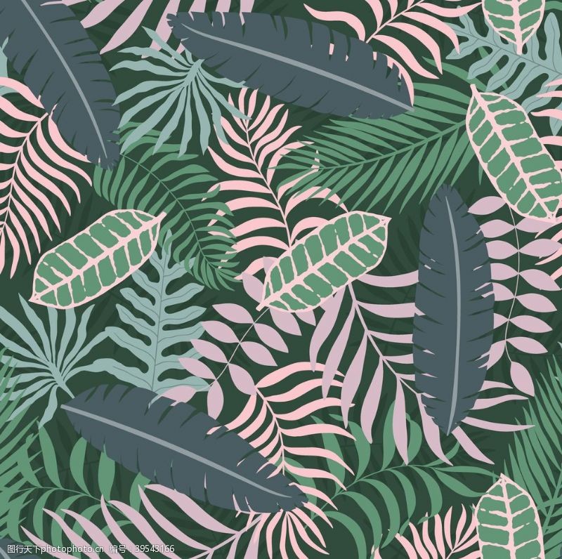 手绘树林热带植物图片