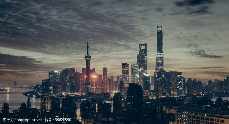 天空摄影上海夜景图片