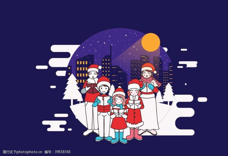 歌唱家圣诞节插画图片
