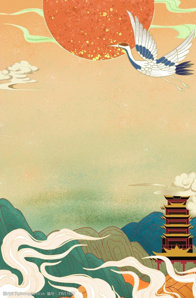 酒类素材双11国潮风手绘背景海报图片