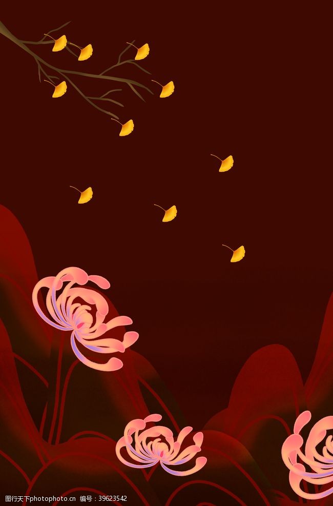 梅花手绘重阳背景图片