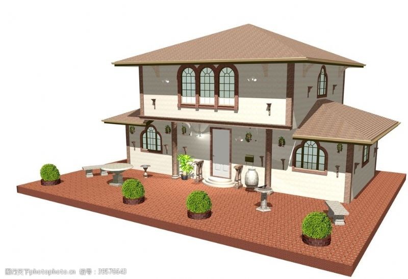 别墅模型素材3D建筑模型图片