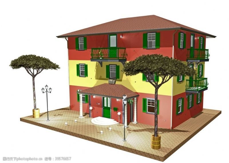 别墅模型素材3D建筑模型图片