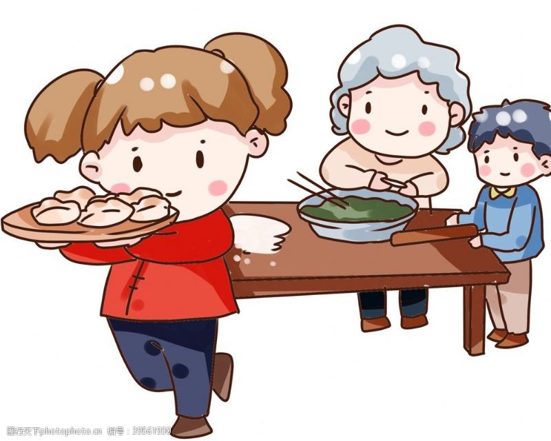 卡通小朋友包饺子图片