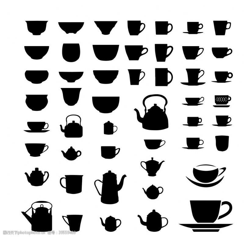 厨房用具杯子剪影茶杯剪影图片