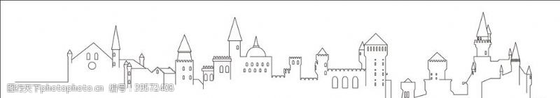轮廓城堡手绘矢量图图片