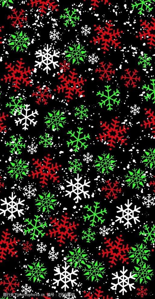 绿色的圣诞图案冬季雪花印花图片