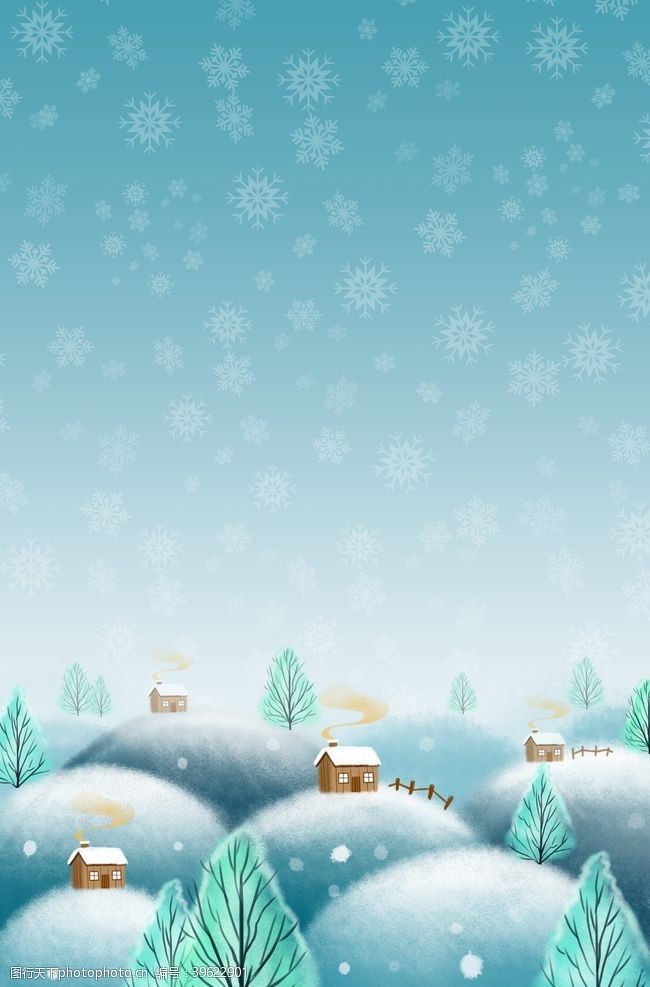 梅花手绘冬天背景图片