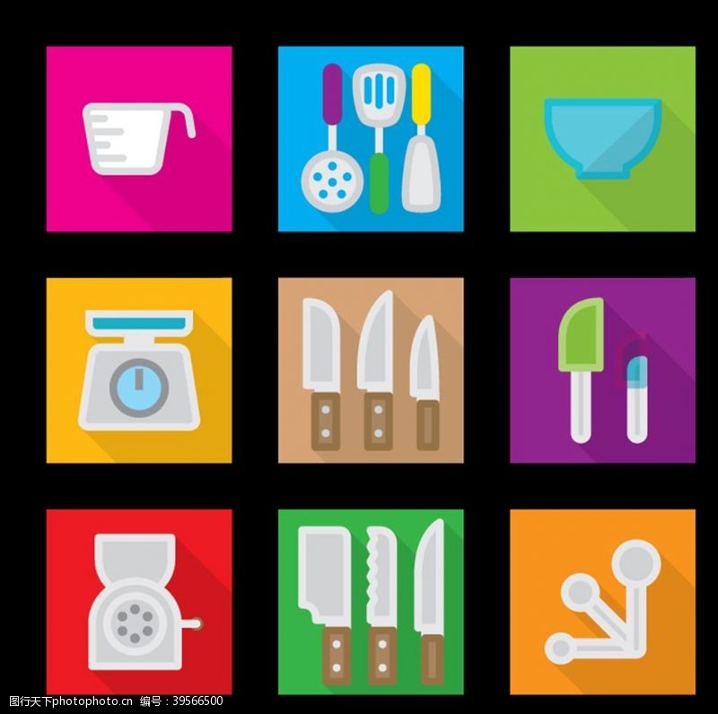 厨房电器广告方形厨房用品图标图片