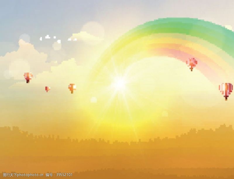 矢量大树气球彩虹图片