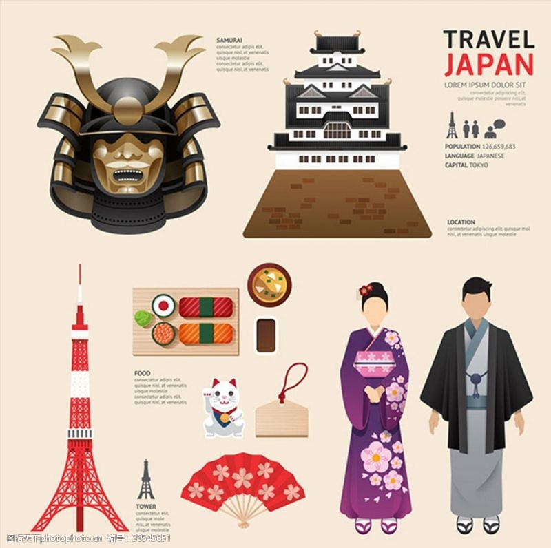 旅行矢量素材日本文化元素图片