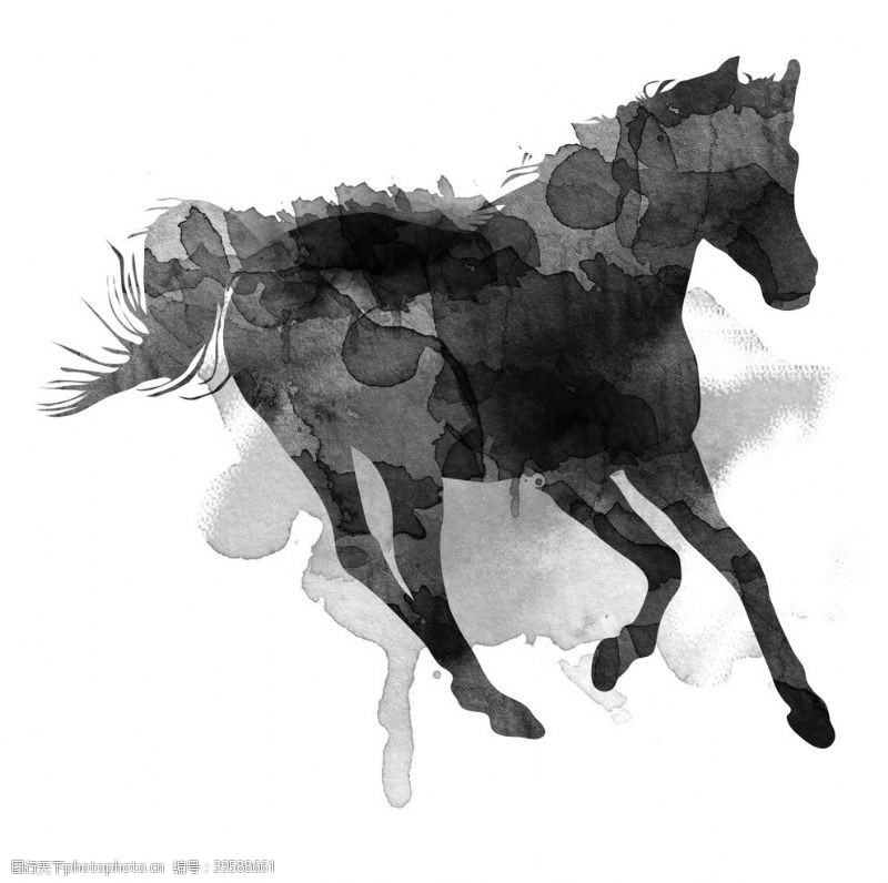 手绘动物水彩马图片