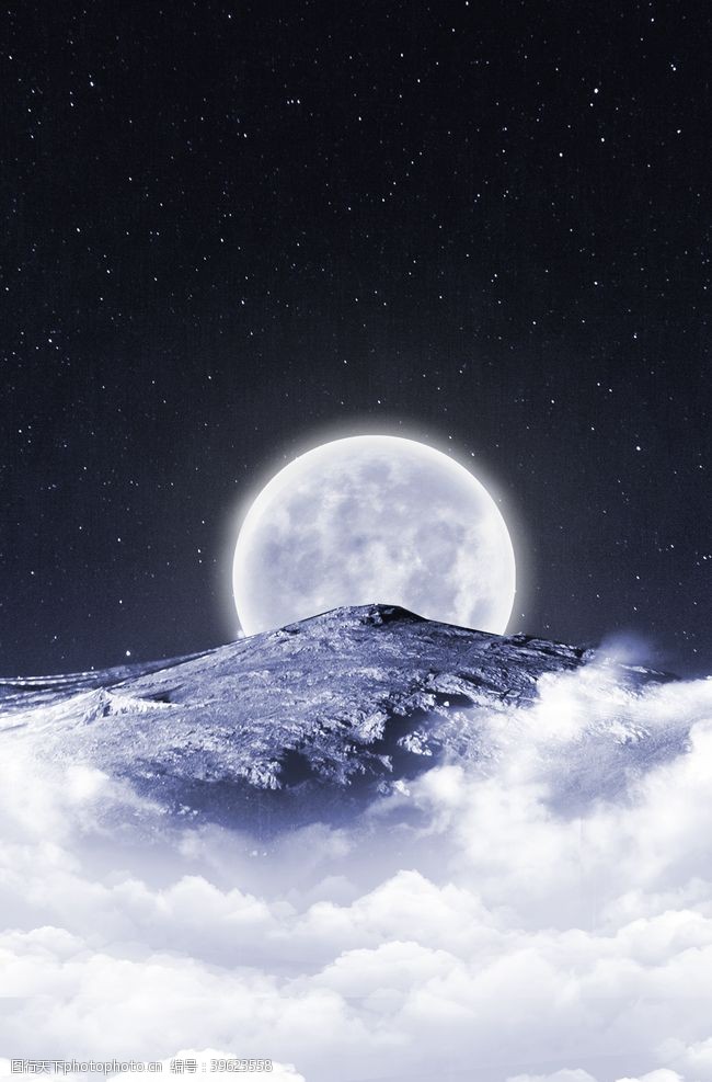 梅花手绘唯美月亮背景图片
