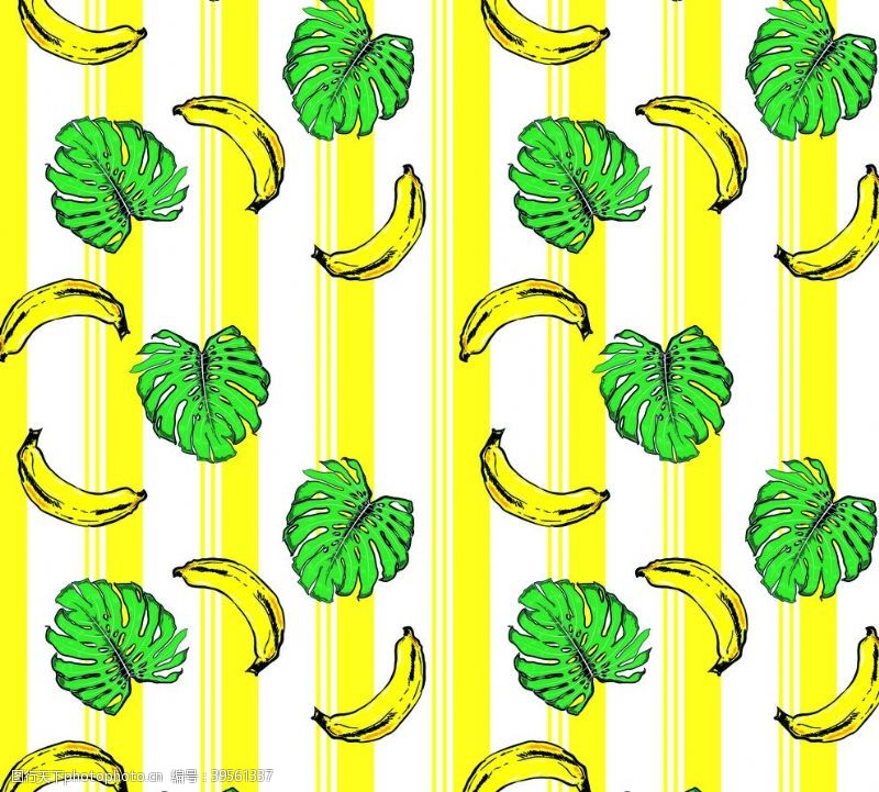 香蕉广告香蕉叶子手绘背景图片