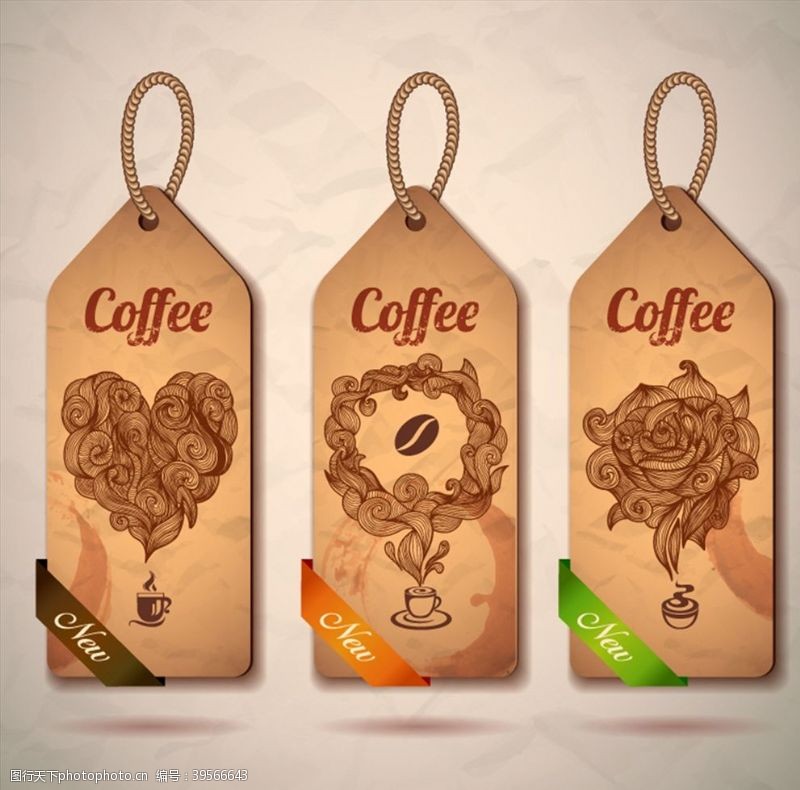 饮料矢量素材纸质咖啡吊牌图片