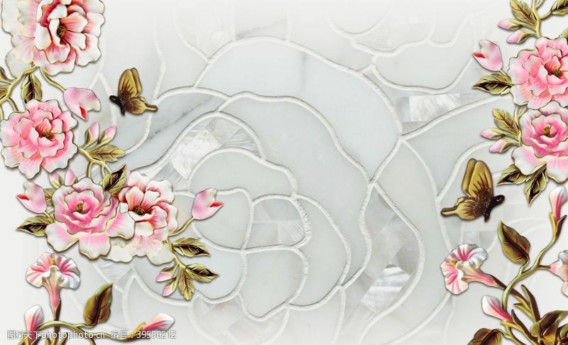 欧式花瓶花朵背景墙图片