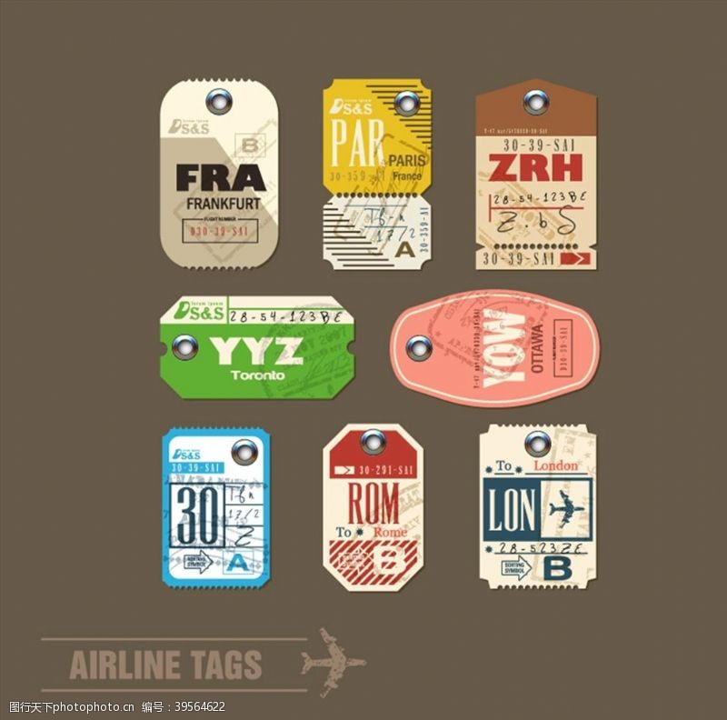 飞机标签航空行李标签图片