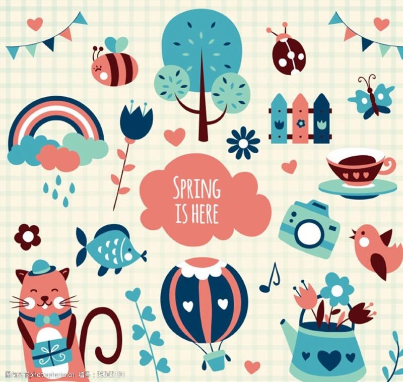 春季花卉卡通春季元素图片